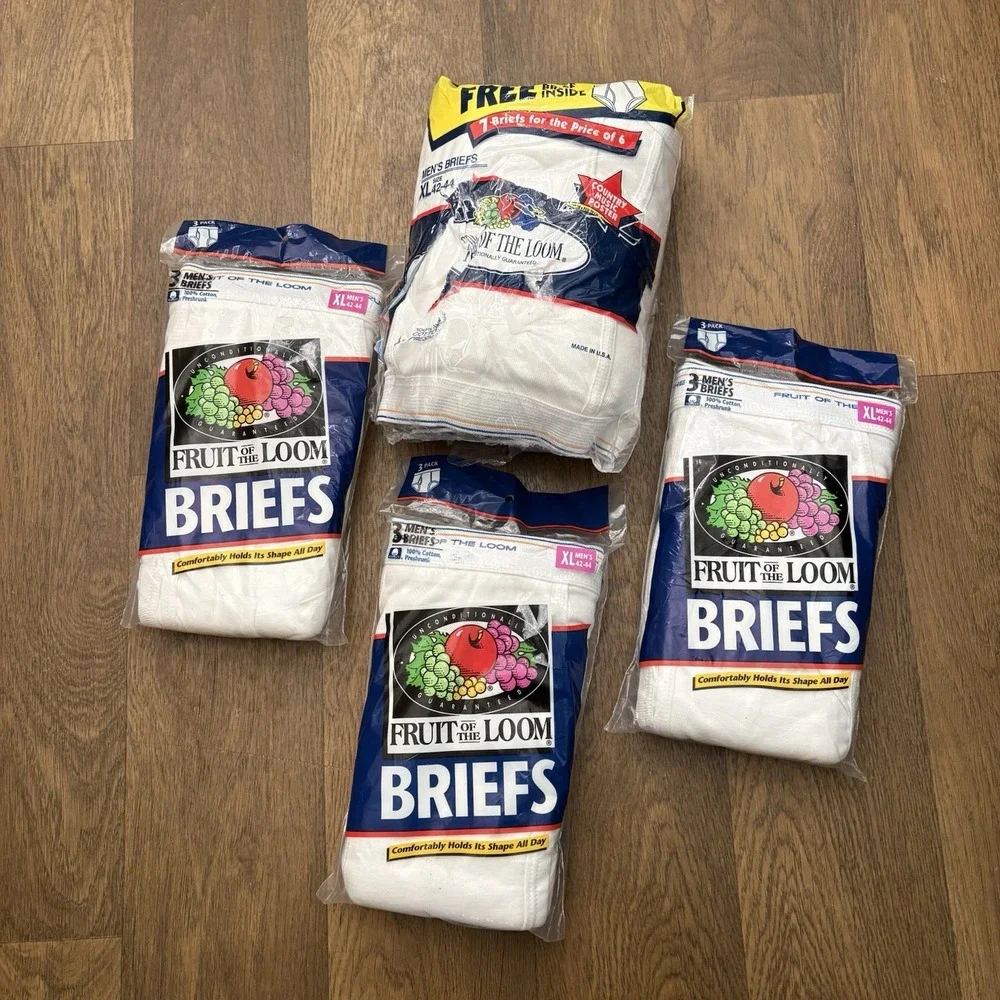 Vtg 90s Fruit of the Loom Men's Briefs XL White, 3 Pair 3 Packs + 1 Pack 7 Pairs